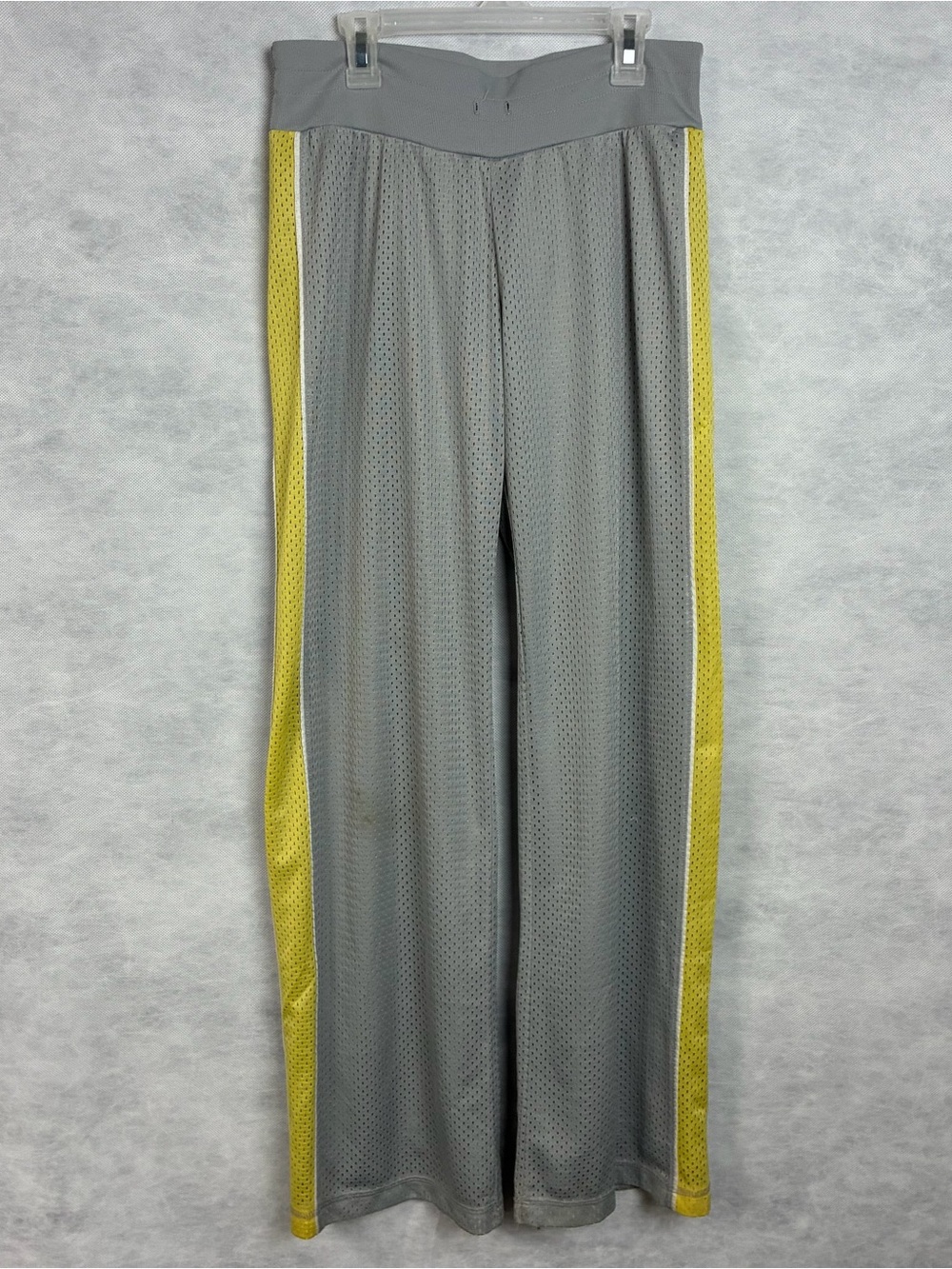 Y2K Danskin Freestyle Womens Wide Leg Track pants Small Gray Yellow Mesh Flaw